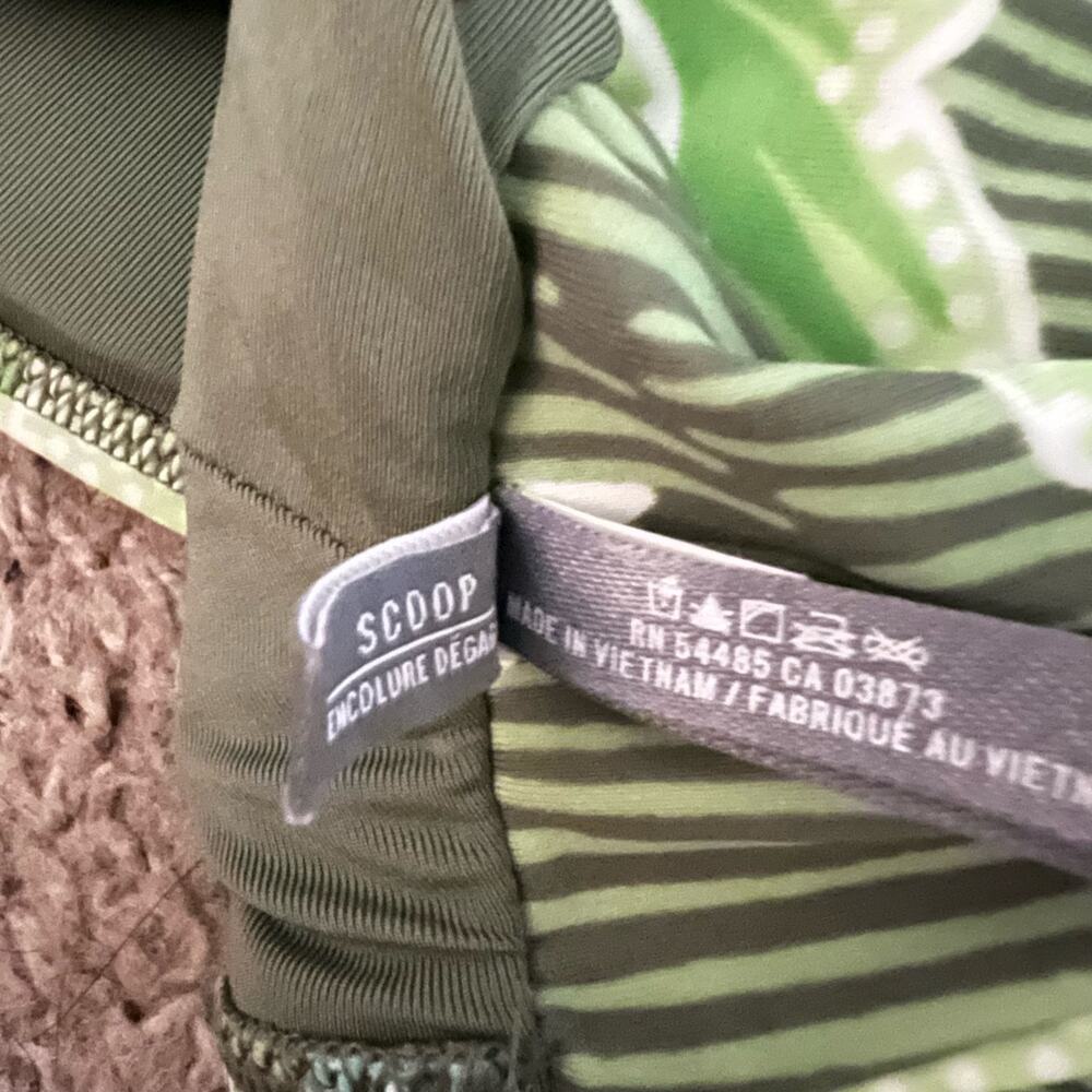 Aerie Scoop Striped Floral Leaf Swim Bikini Top Medium Women’s Green 9996 - Picture 4 of 4